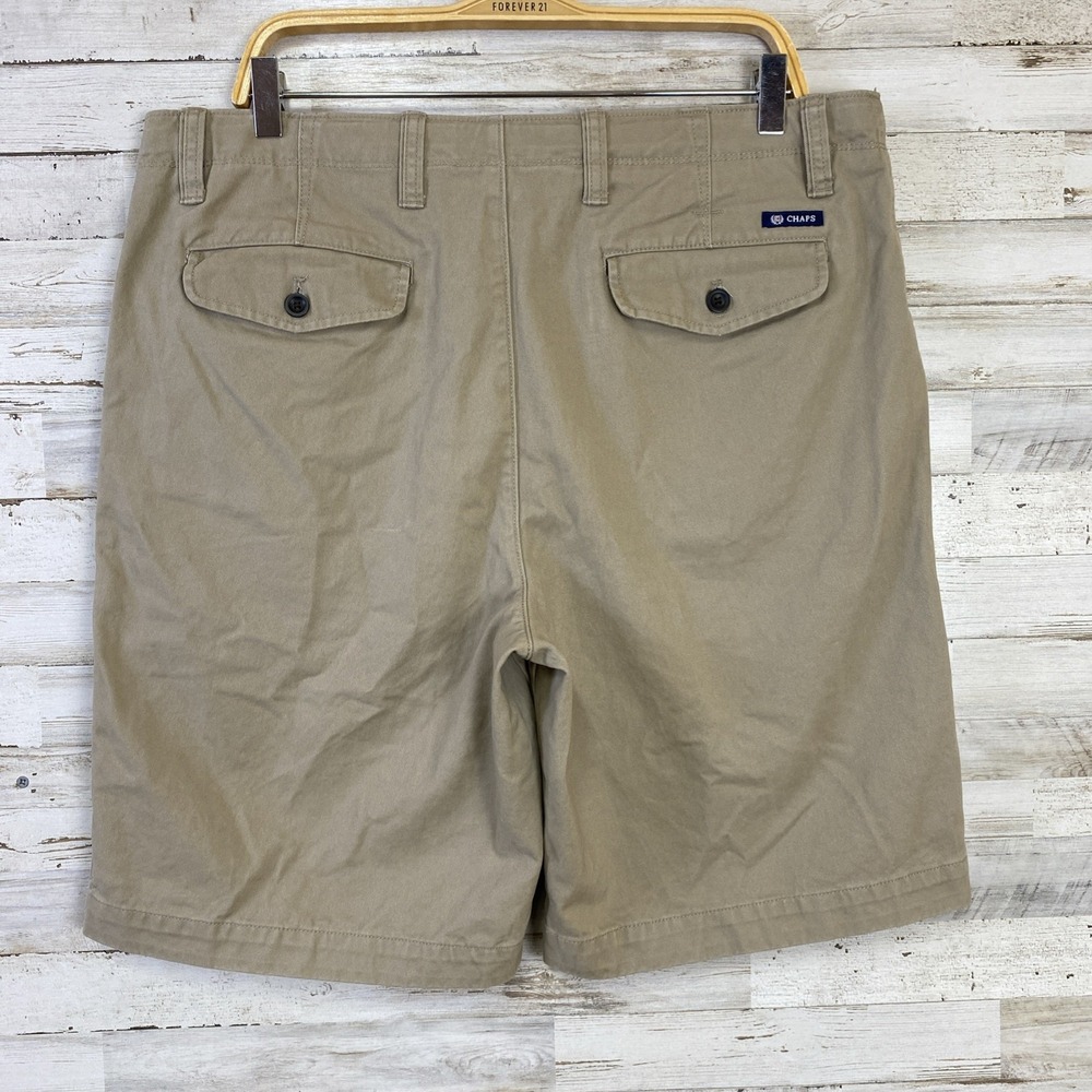 Chaps Shorts Men 36 10" Beige Khaki Zip & Drawstring 100% Cotton American Flag - Picture 2 of 11
